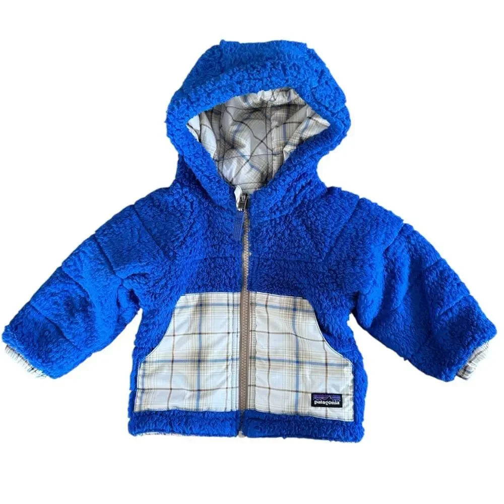 Patagonia Toddler Tribbles Reversible Hoody Water Resistant Jacket Size 12 Month